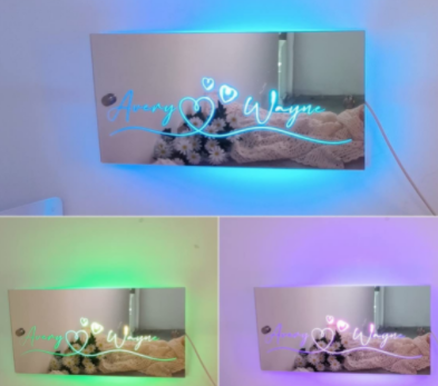 Personalized Name Mirror Light For Bedroom LED Light Up Mirror For Wall Custom Photo Christmas