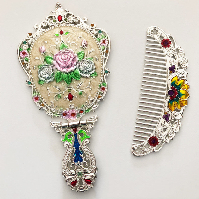 Mirror Foldable Mirror Comb Gift Box Set Makeup Mirror Handheld Portable Mirror