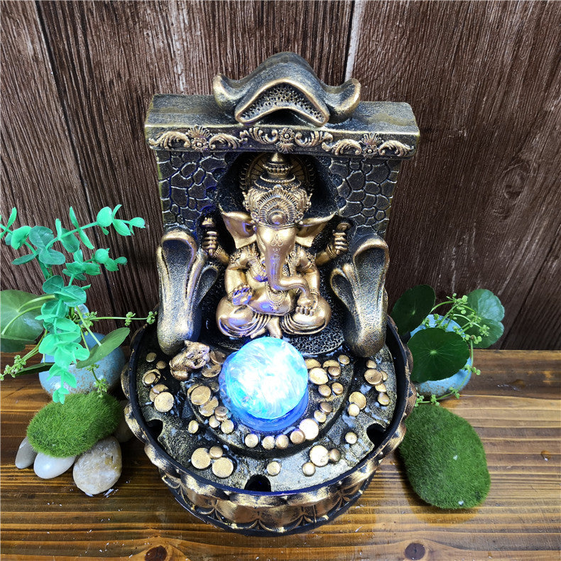 Creative New God Statue Ganesh Statue Flowing Water Ornament