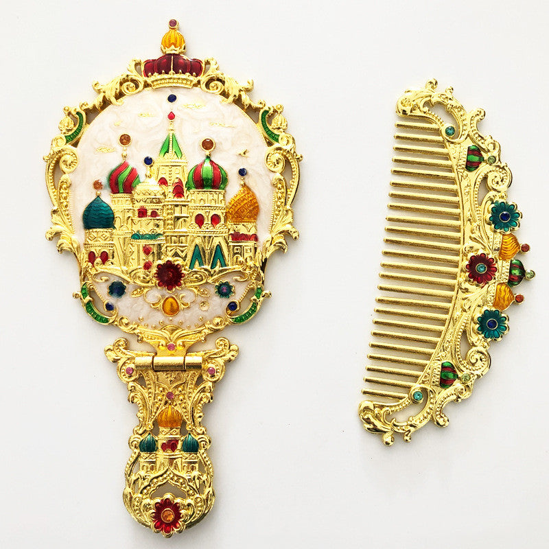 Mirror Foldable Mirror Comb Gift Box Set Makeup Mirror Handheld Portable Mirror