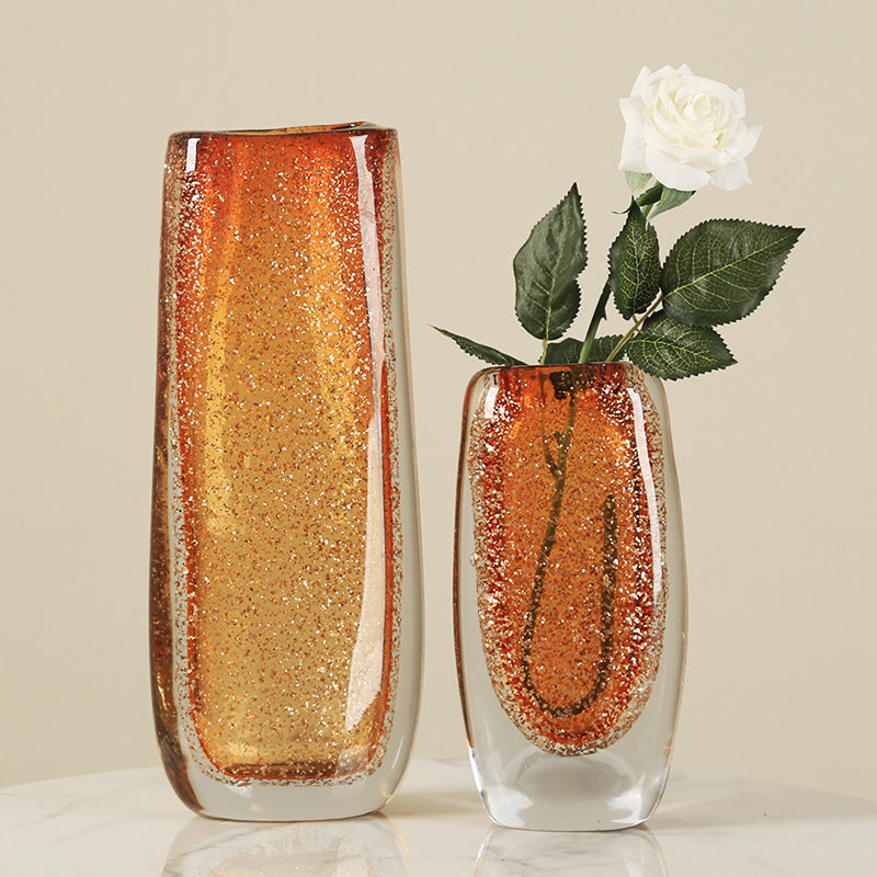 Modern Simple Luxury Glass Amber Vase Ornaments
