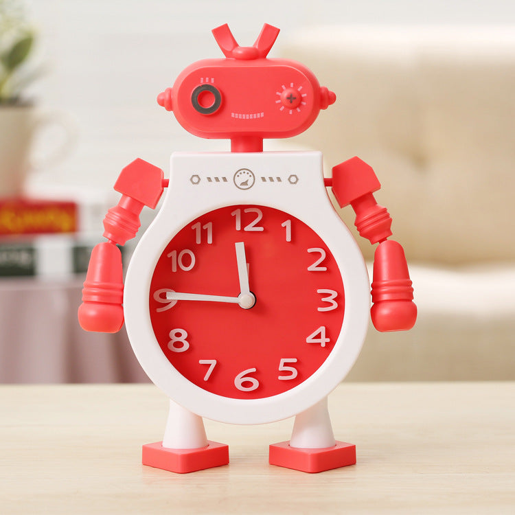 Creative Couple Robot Alarm Clock Stopwatch Student Bedroom Cartoon Clock Personality Battery Desk Clock