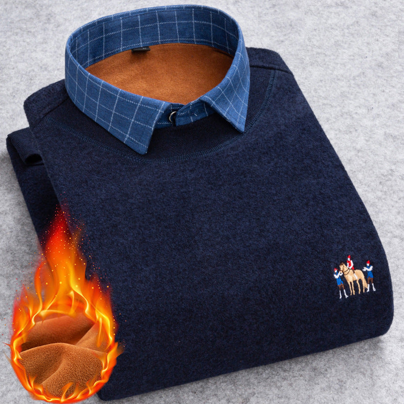 Men Plus Fleece Sweater To Keep Warm