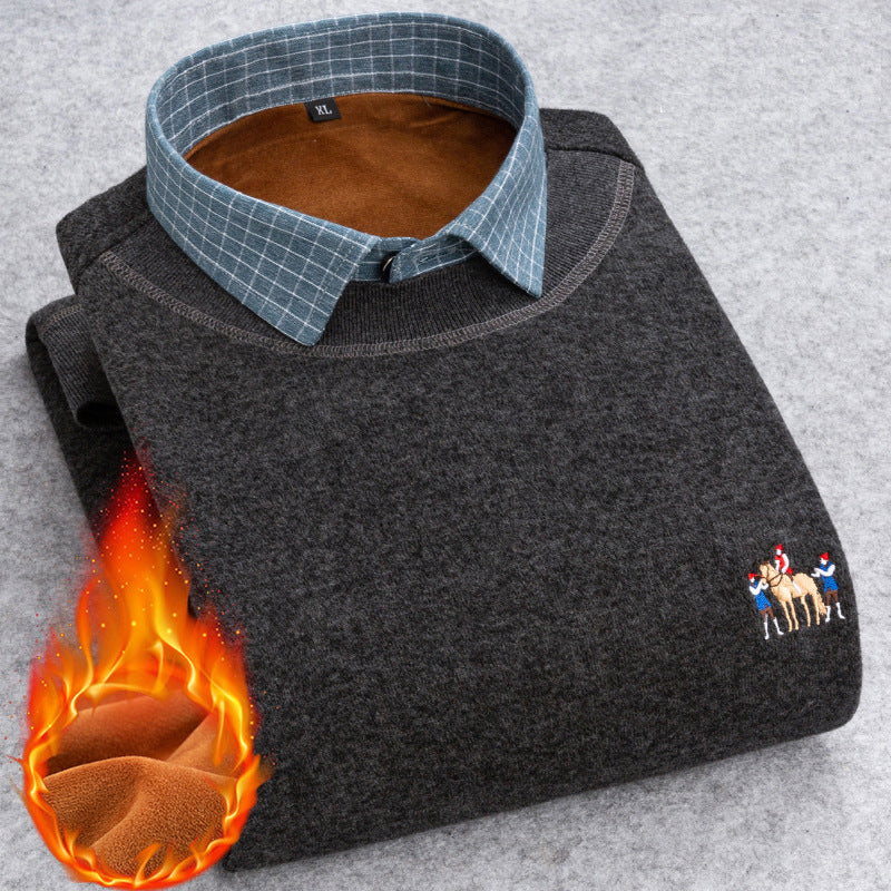 Men Plus Fleece Sweater To Keep Warm