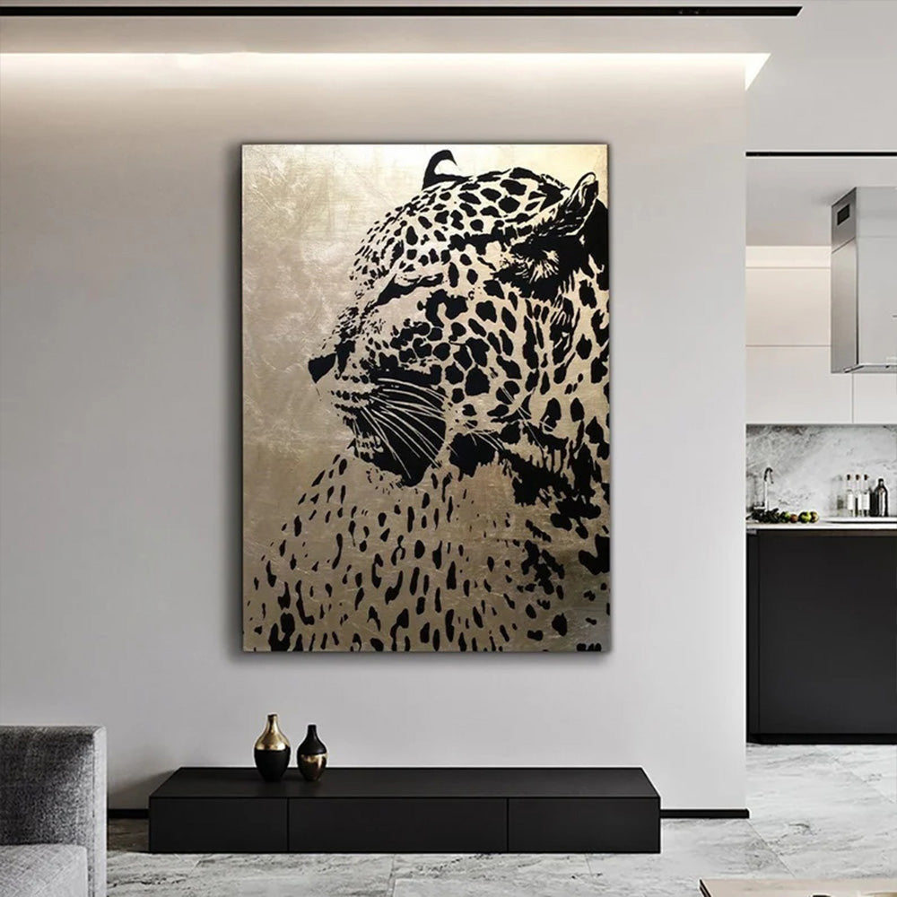 Abstract Leopard Canvas Painting Wall Art Wildlife Animal Poster