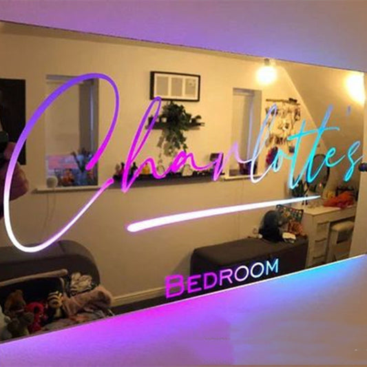 Personalized Name Mirror Light For Bedroom LED Light Up Mirror For Wall Custom Photo Christmas