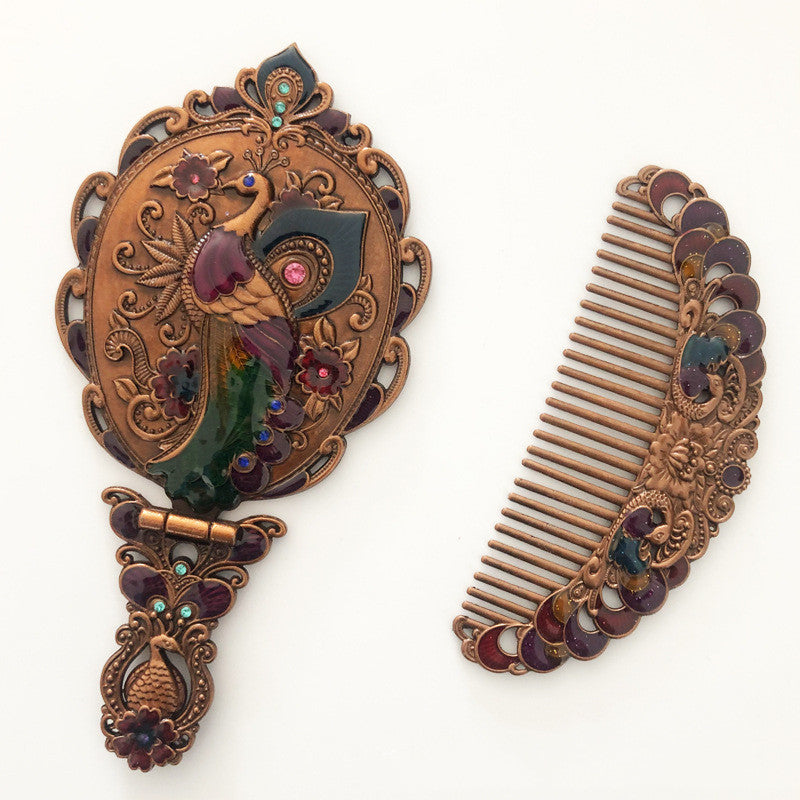 Mirror Foldable Mirror Comb Gift Box Set Makeup Mirror Handheld Portable Mirror