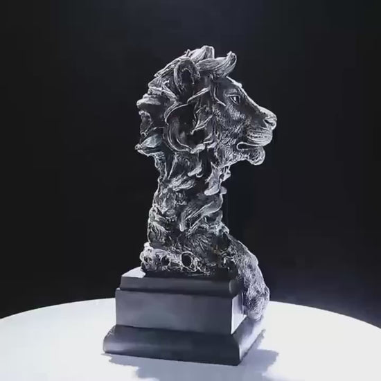 HF831 Silver Simulation Lion Statue Sculpture Decor Animals Artwork Arts Feng Shui Crafts Statue For Home Decor