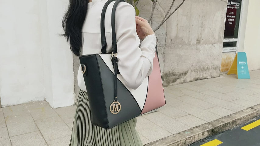 Miss Lulu Leather Look VShape Shoulder Handbag Lightweight Medium Tote Bag Handbags for Women