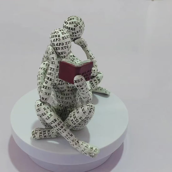 1pc Reading Woman Ornament Abstract Letter Print Statue Art Craft For Bookshelf Home Living Room Office Cafe Decor Room Tabletop Display Entryway Decor Winter Christmas New Year Decor