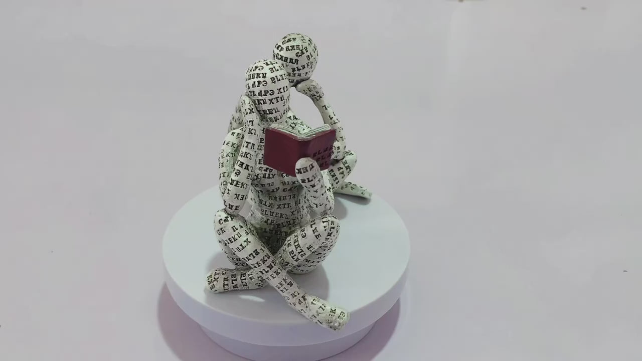 1pc Reading Woman Ornament Abstract Letter Print Statue Art Craft For Bookshelf Home Living Room Office Cafe Decor Room Tabletop Display Entryway Decor Winter Christmas New Year Decor