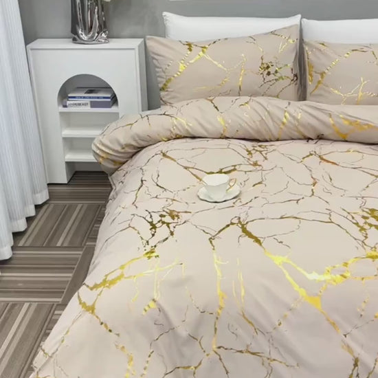 3pcs Soft and Comfortable Bronzing Duvet Cover Set for Bedroom and Guest Room  Includes 1 Duvet Cover and 2 Pillowcases Core Not Included