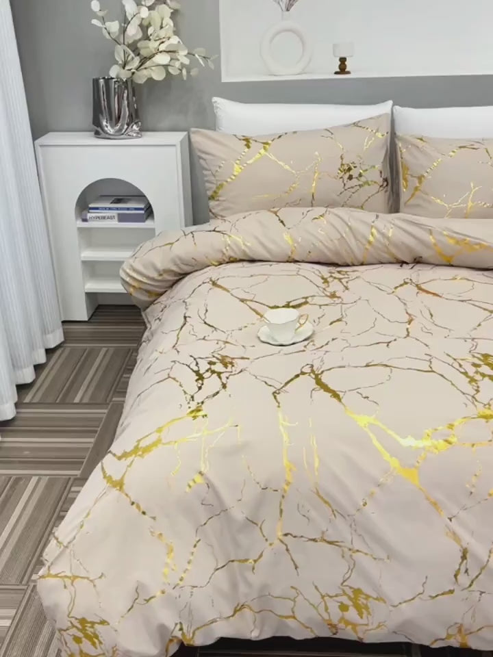 3pcs Soft and Comfortable Bronzing Duvet Cover Set for Bedroom and Guest Room  Includes 1 Duvet Cover and 2 Pillowcases Core Not Included