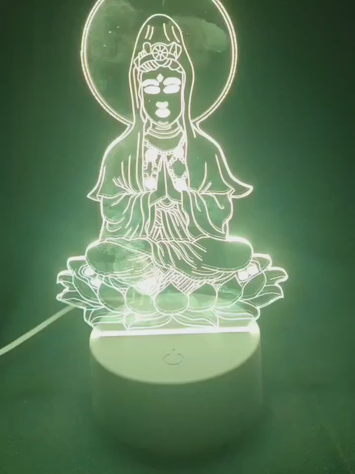 1pc 3D Buddha Statue Night Light  Touch Technology Belt Lamp for Bedroom Desktop Home Wedding Christmas and Holiday Decor