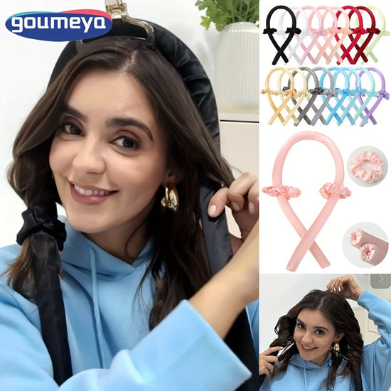 Heatless Curling Rod Headband No Heat Silk Ribbon Curling Rod Hair Roller Curls With Hair Claw Clip DIY Lazy Natural Soft Wave Hair Rollers Styling Tool For Sleep In Overnight