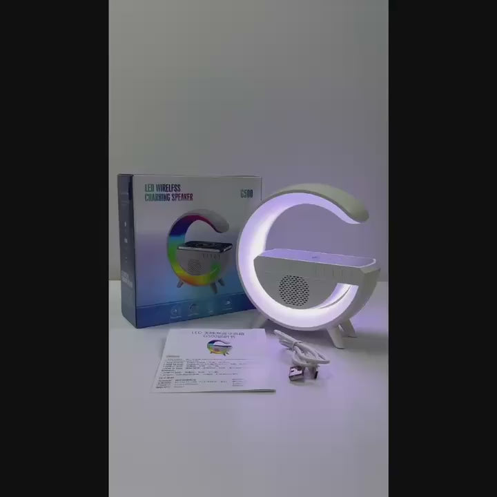 Smart Big G Colorful RGB Atmosphere Light Wireless Charging Mobile Phone Bedside Night Light Creative Speaker Threeinone Bedside Bedroom Night Light Atmosphere Light Small Holiday Gift