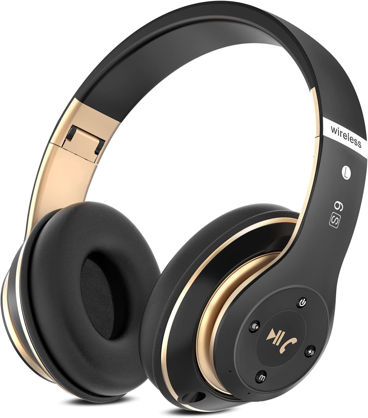 Bluetooth Headphones Over Ear 6 EQ Modes Wireless Headphones Over Ear65 Hours Playtime Foldable Lightweight Wireless Headphoneswith Builtin HD Mic FM SDTF for PCHomeBlack  Gold