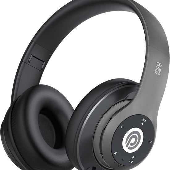 Prtukyt Wireless Headphones Over Ear 52 Hrs Playtime Bluetooth Headphones 6EQ Modes Foldable Bluetooth Headset Builtin Mic Soft Memory Earmuffs Grey