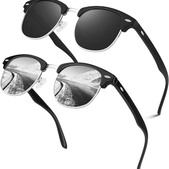 LINVO Polarized Sunglasses for Men Women SemiRimless Retro Driving Sun Glasses 100 UV400