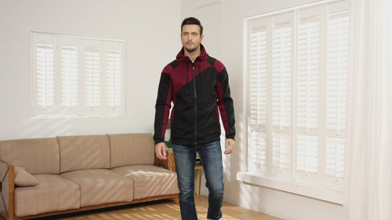 Mens Hoody Full Zip Up Hooded Hoodie Sweatshirt Fleece Patchwork Jacket Solid Color Coat With Kanga Pocket