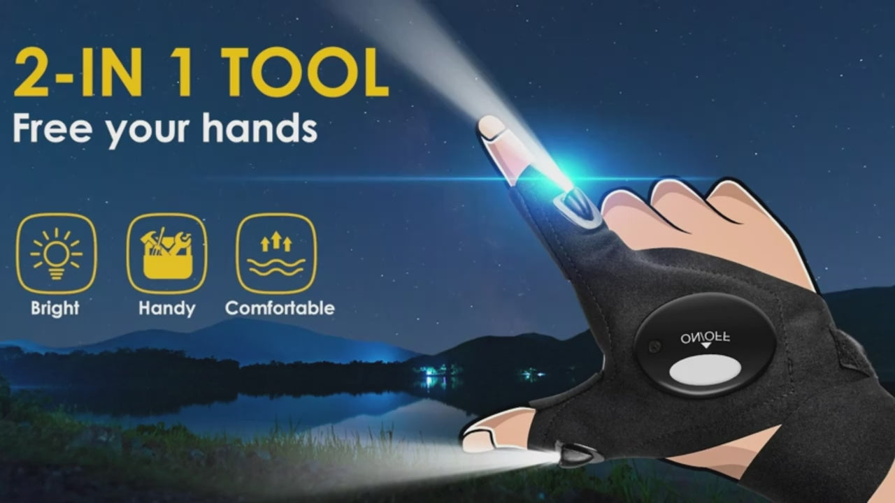LED Flashlight GlovesCR2016 Battery Powered Battery Not Included Gifts For Dad Boyfriend Gadget HandsFree Lights For Camping Fishing Repairing