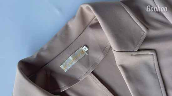 Genhoo Womens Long Sleeve Blazer Open Front Cardigan Jacket Work Office Blazer with Zipper Pockets S3XL