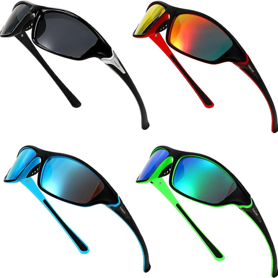 TOODOO 4 Pairs Men Polarized Sunglasses with UV Protection Driving Glasses Sports for Sport Outdoor Activities