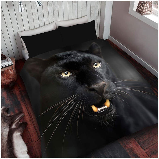 GC GAVENO CAVAILIA Wildlife Duvet Cover Sets 3D Animal Bedding Set Soft  Cosy Breathable Comforter Covers Black Panther Double