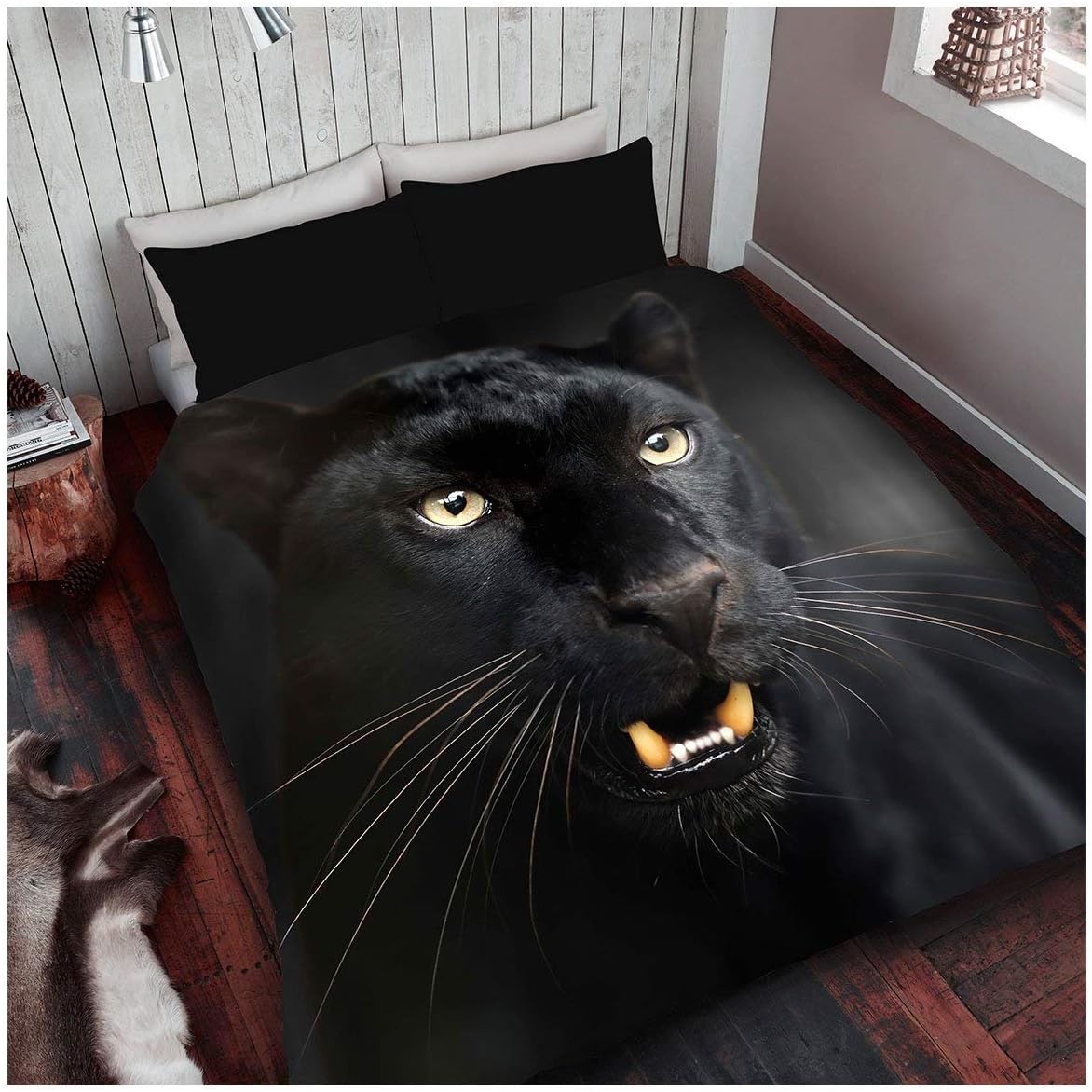 GC GAVENO CAVAILIA Wildlife Duvet Cover Sets 3D Animal Bedding Set Soft  Cosy Breathable Comforter Covers Black Panther Double