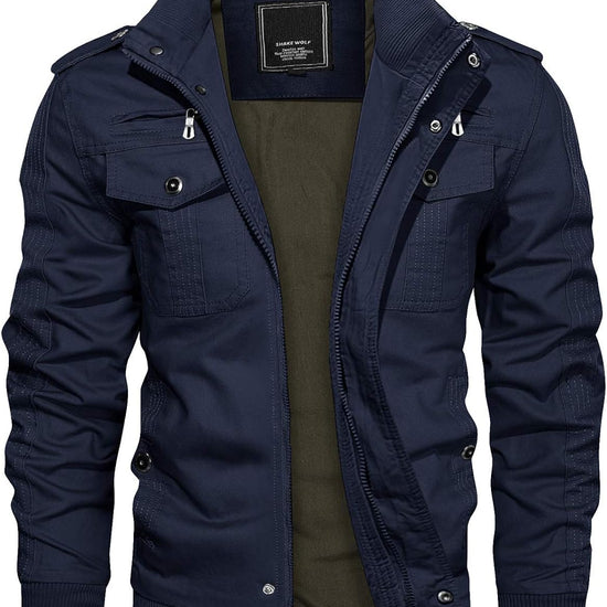 KEFITEVD Mens Casual Cargo Jacket Autumn Military Bomber Jackets Windbreaker Coat