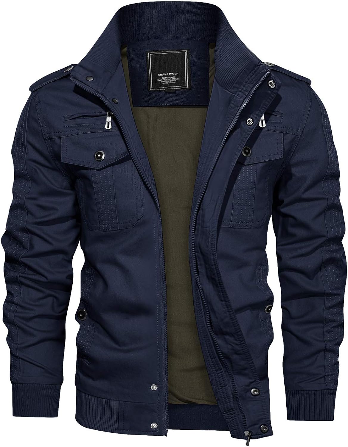 KEFITEVD Mens Casual Cargo Jacket Autumn Military Bomber Jackets Windbreaker Coat