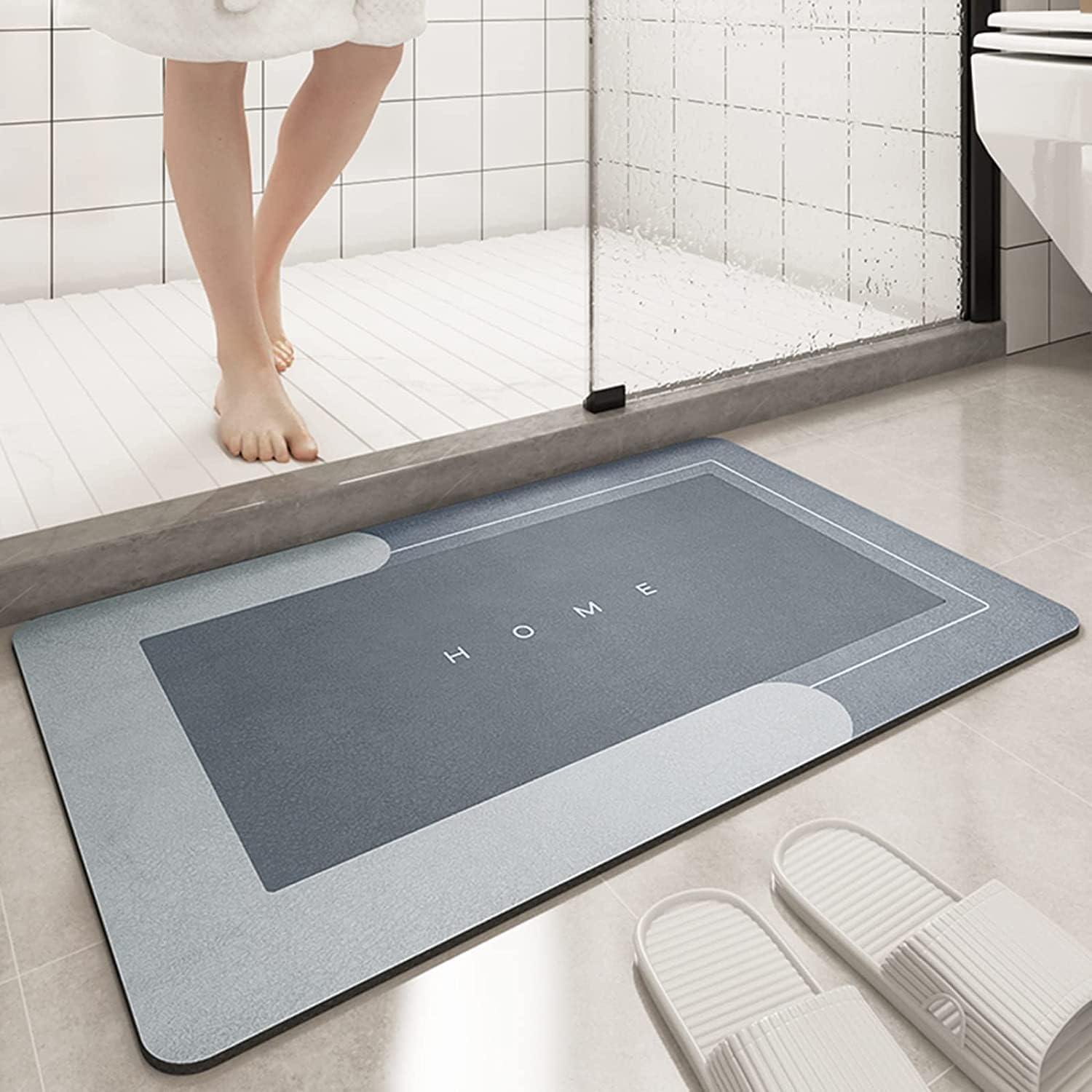 Bingobang Absorbent Bath Mat Non Slip Anti Mould 60 x 40 cm Diatom Mud Bathroom Shower Floor Mat QuickDry 4 Layer Thickened Rug for Bedroom Kitchen Toilet Door