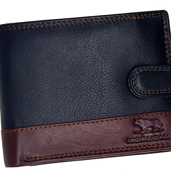 MORUCHA Mens RFID Blocking Real Soft Leather Passcase Wallet with Gift Box M75 BlackBrown