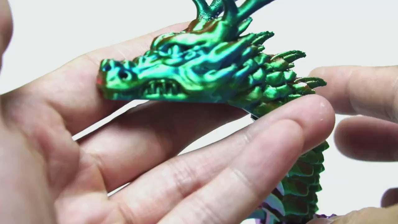 1pc Laser Holographic 3D Printed Dragon With Articulated Joints Chinese Dragon Creative CollectibleModel Gift Aquarium Decoration Home DecorHalloween Room Decor Gothic