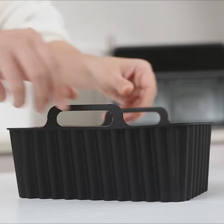 1pc2pcs Air Fryer Silicone Liners Reusable Air Fryer Silicone Pot NonStick Rectangle Air Fryer Accessories Dual Basket