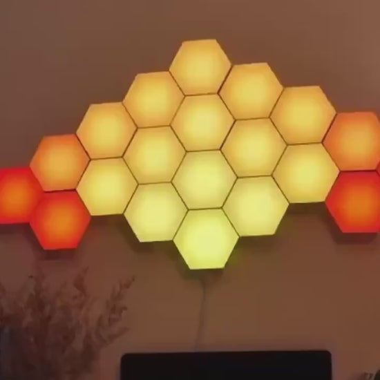 8pack Smart Hexagon Lights DIY Hexagon LED Light With App  Remote Control Music Sync RGB IC Wall Light Panels For Gaming Room Bedroom Living Room Decoration