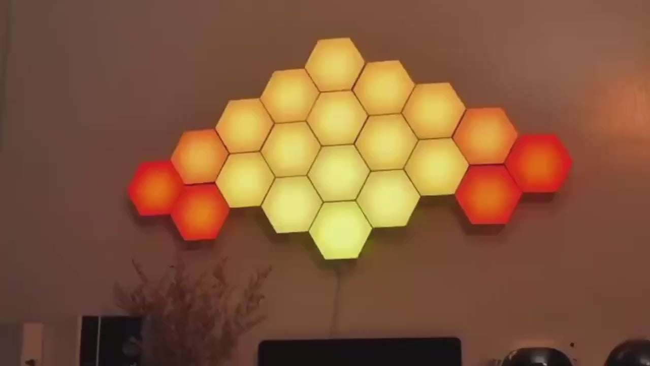 8pack Smart Hexagon Lights DIY Hexagon LED Light With App  Remote Control Music Sync RGB IC Wall Light Panels For Gaming Room Bedroom Living Room Decoration