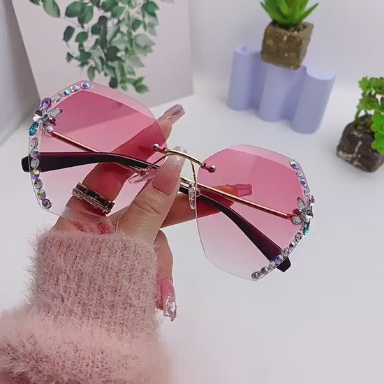 Rimless Rhinestone Sunglasses