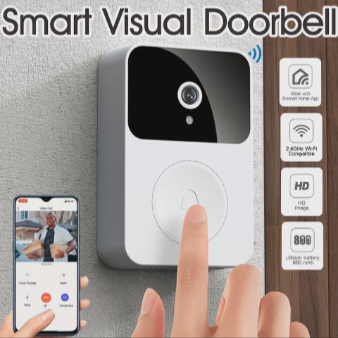Bulit In BatteryWireless Video Doorbell With Camera Rechargeable Security Doorbell 2Way Audio Take Photo And VideoHD Night Vision Wide Angle Intelligent Visual WiFi  Only Supports 24G Wifi