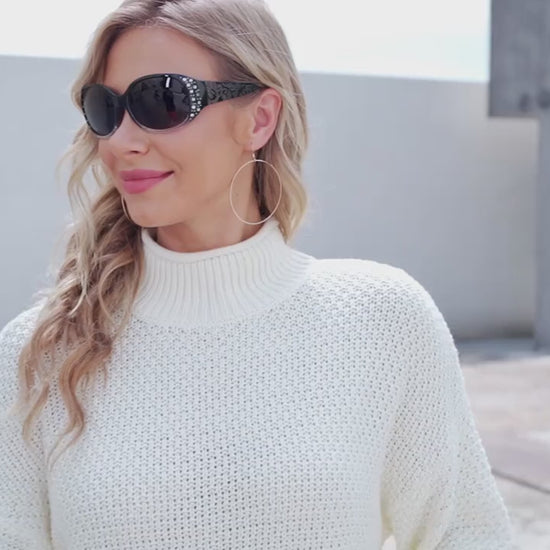 HD Polarized Sunglasses For Women Luxury Rhinestone Wrap Around UV400 Sun Shades For Driving Hiking Travel