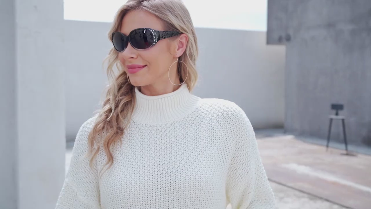 HD Polarized Sunglasses For Women Luxury Rhinestone Wrap Around UV400 Sun Shades For Driving Hiking Travel