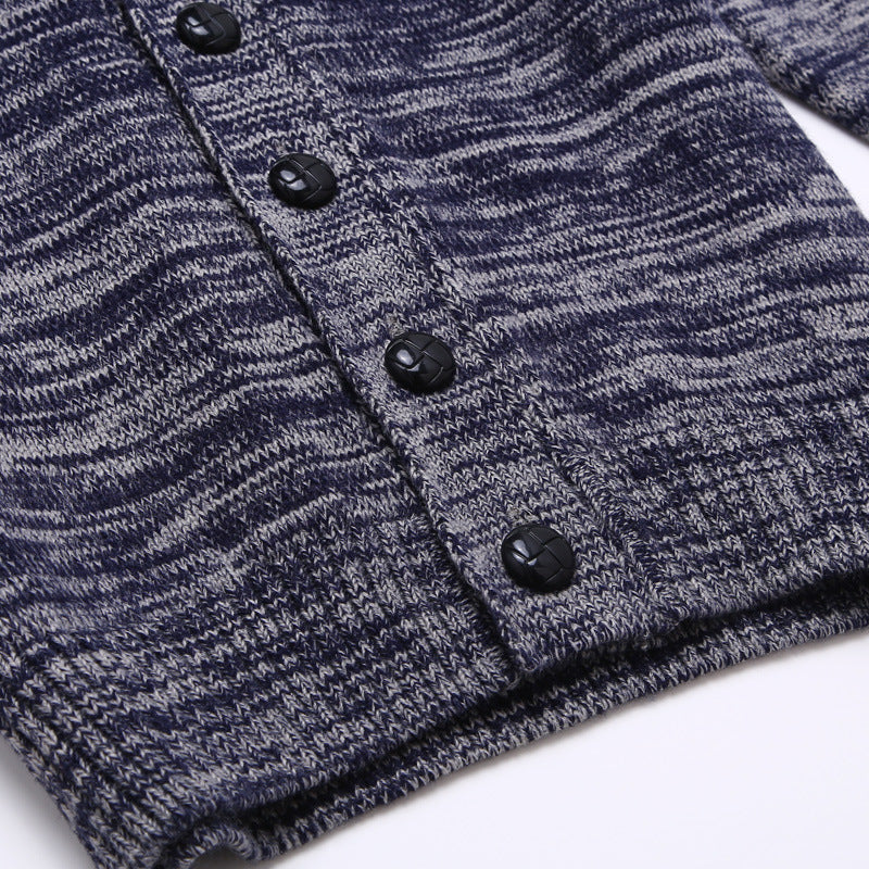 Menjielu Men's Jacquard Men's Sweater Outerwear British Style Slim-fit Sweater V-neck Autumn And Winter Thick Cardigan