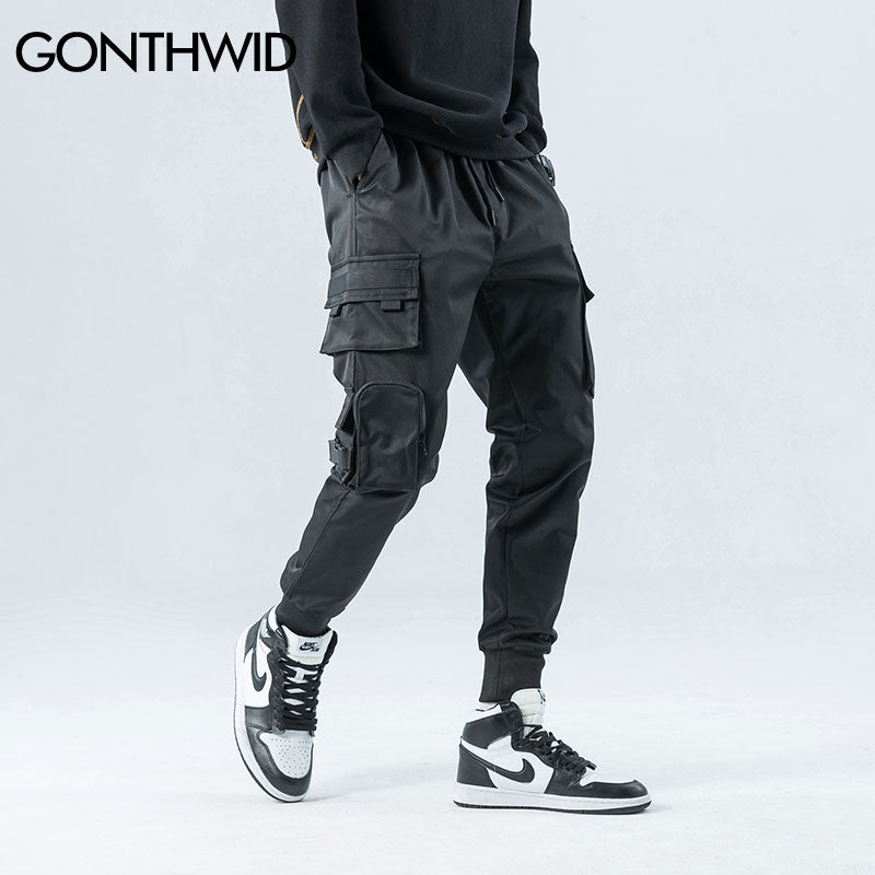 Gonthwid Side Rits Zakken Cargo Harem Joggers Broek Mannen 2023 Hip Hop Casual Harajuku Streetwear Sweatpant Broek Mannelijke Broek
