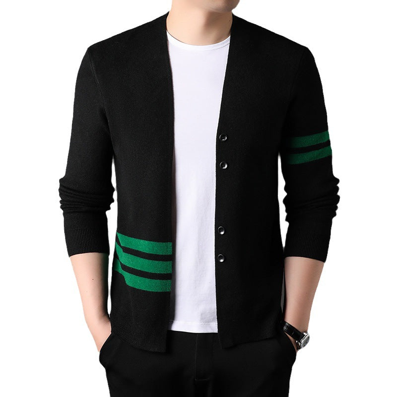 2023 Autumn New Men's Knitted Cardigan Youth Korean Style Casual V-Neck Trendy Brand Sweater Jacket Men's Dropshipping